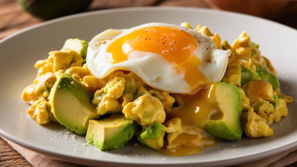 Avocado and scramble egg breakfast for diabetics