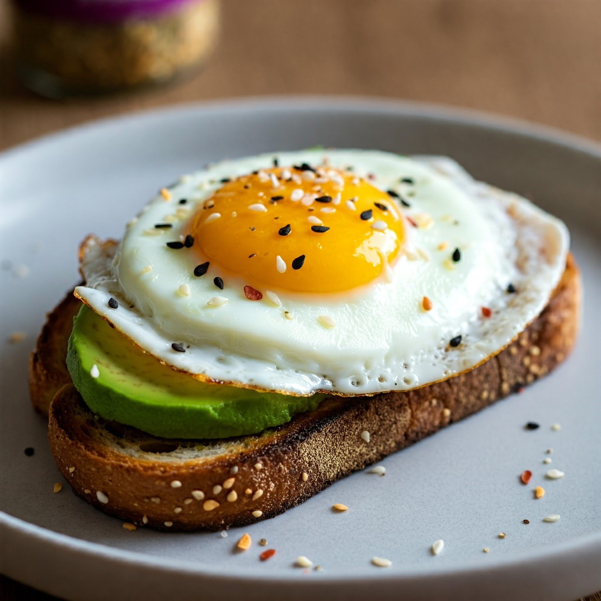 Avocado and Egg Toast with Bagel Seasoning